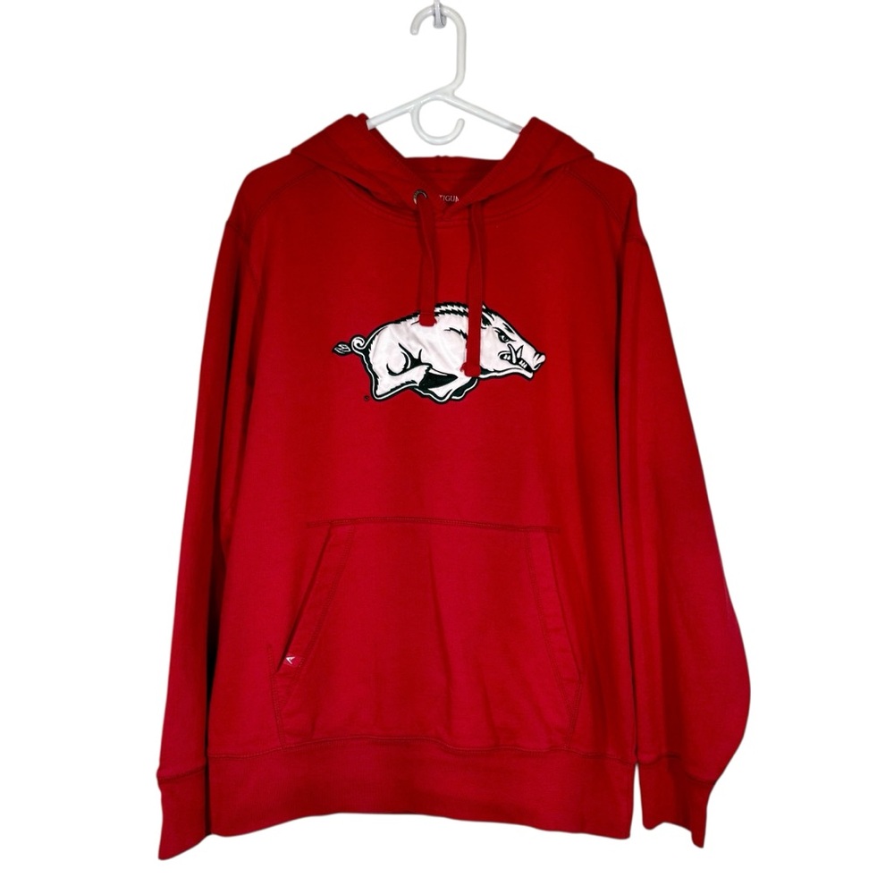 Antigua‎ Arkansas Razorbacks Cloud Pullover Hoodie Mens Sz LG Patch Logo